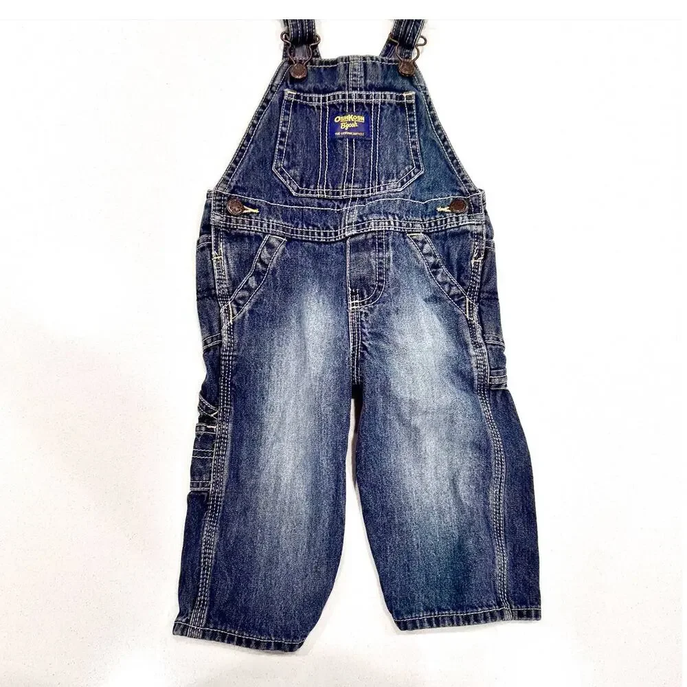 OshKosh B'Gosh Baby Blue Denim Jean Overalls sz 9 months